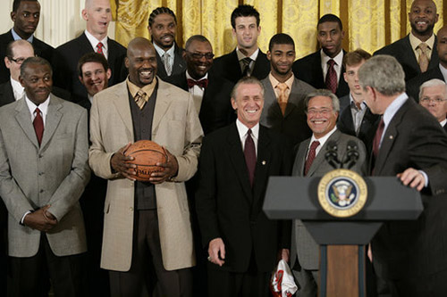 Miami Heat owner Micky Arison at the White House with the 2006 NBA Champions